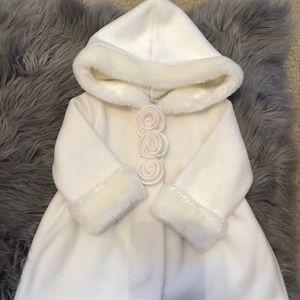 Starting Out Faux Fur Trim Coat